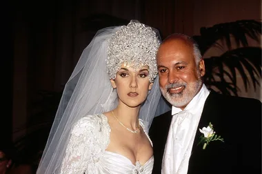 Celine Dion at her wedding with Rene Angelil in May, 1996