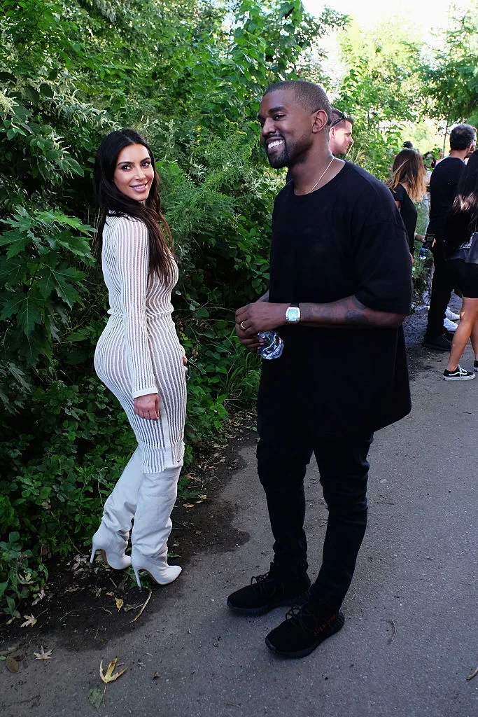 Kanye West & Kim Kardashian at the Kanye West Yeezy Season 4 fashion show