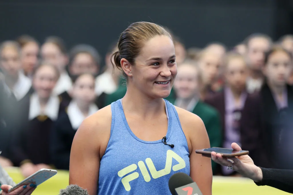 Ash Barty speaks to media at the Ash Barty Welcome Home event in QLD