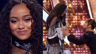Olina Loau receives Jessica Mauboy’s Golden Buzzer at Semi-Finals