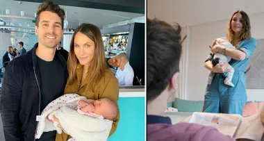 Matty Johnson receives an early father’s day gift from Laura Byrne