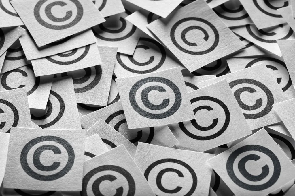 Copyright symbol on square pieces of card