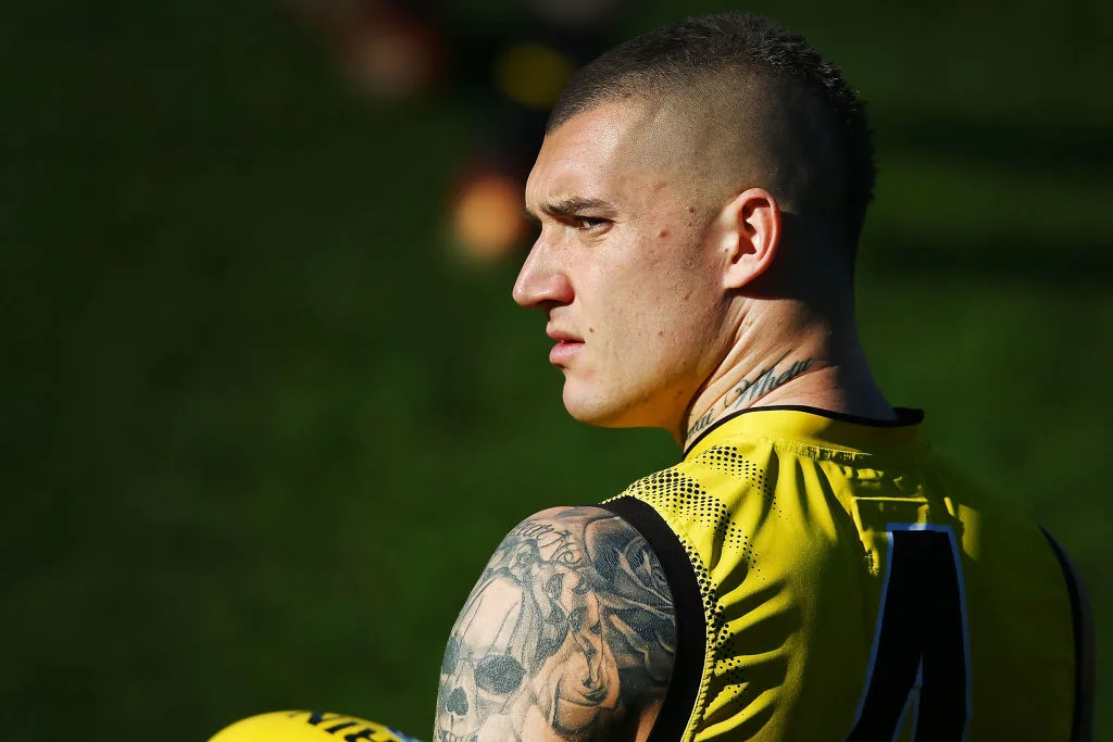 Dustin Martin of the Tigers Football Club on the field