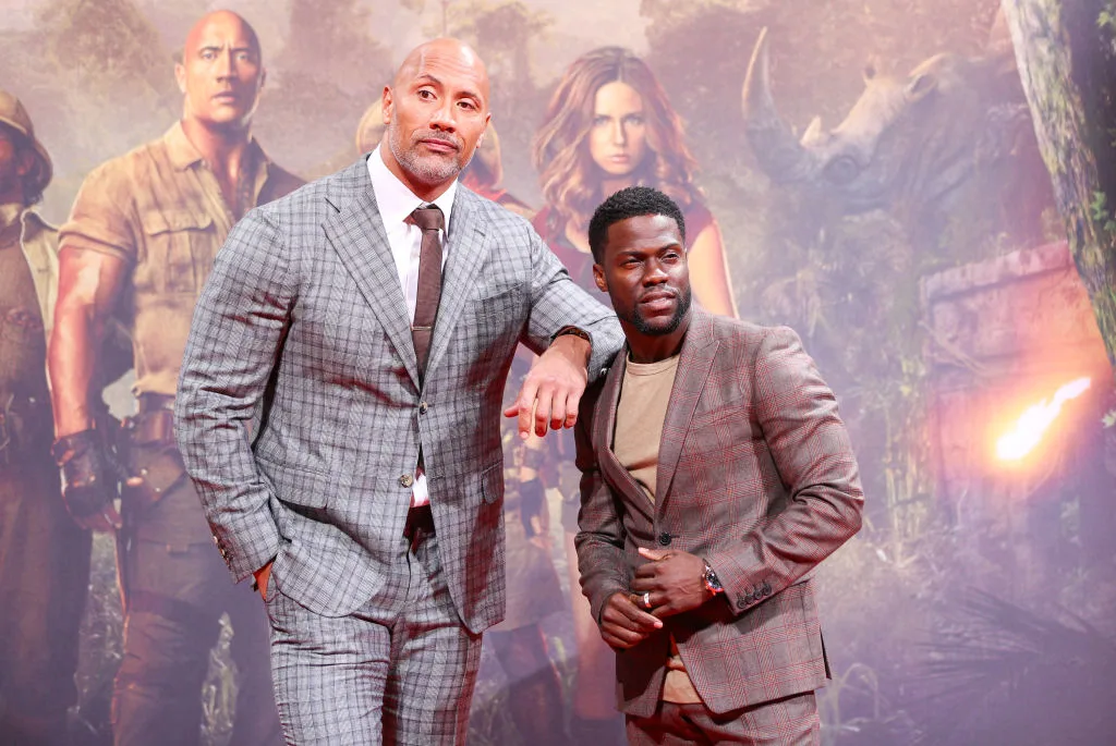 Dwayne Johnson and Kevin Hart at the German premiere of 'Jumanji: Willkommen im Dschungel'