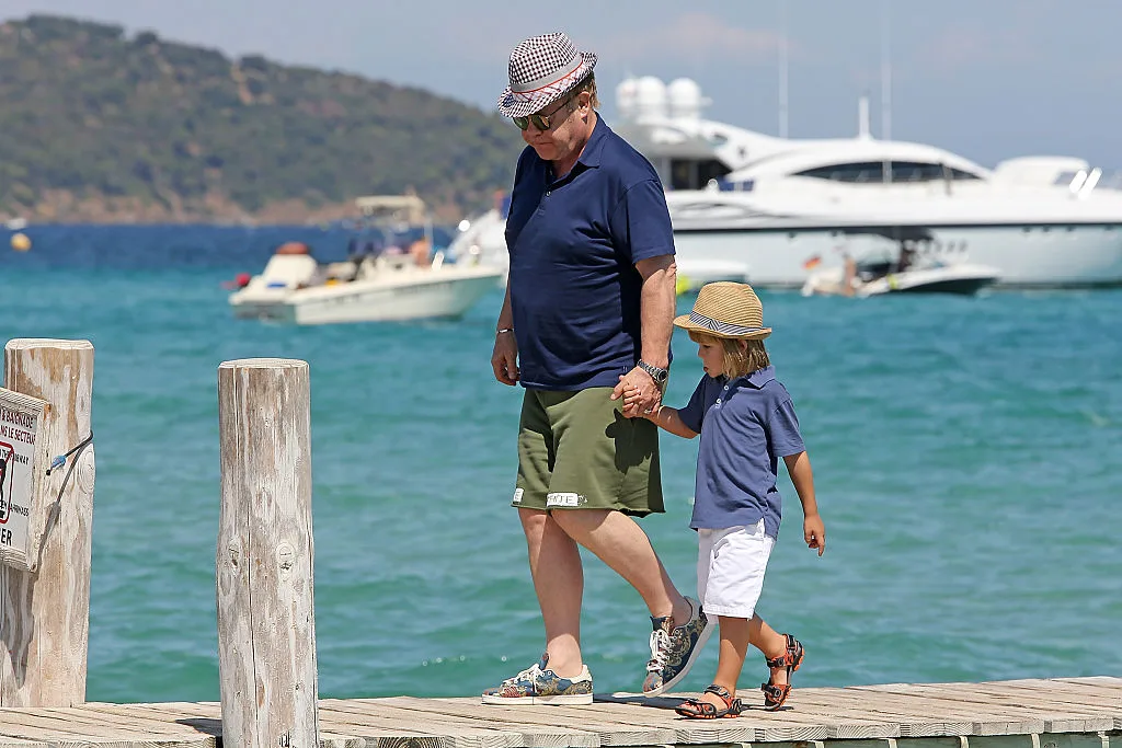 Elton John and his son Zachary in Saint-Tropez, France