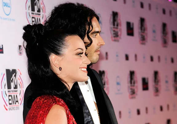 Katy Perry and Russell Brand pictured at the MTV Europe Music Awards in 2010