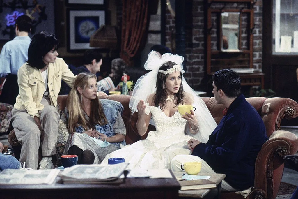 Rachel Green in a wedding dress in episode 1 of Friends