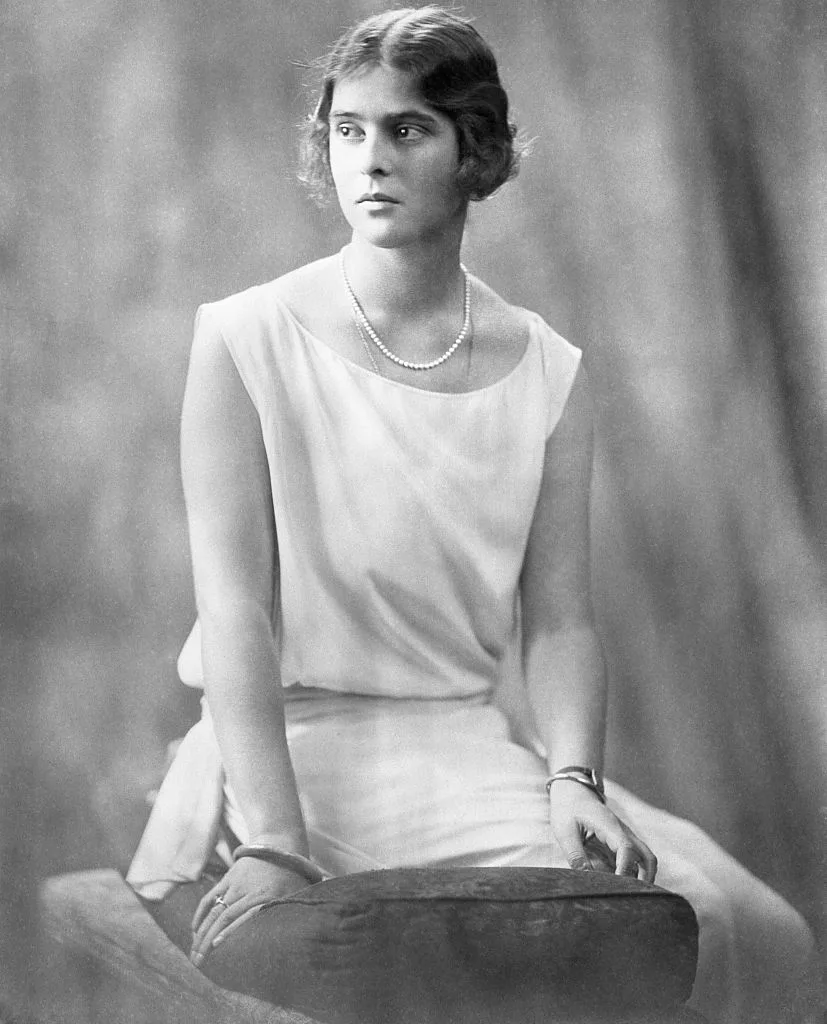 A black and white portrait of Princess Theodora of Greece
