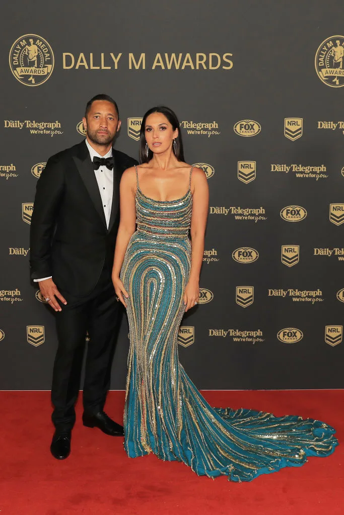 Benji Marshall of the Wests Tigers and wife Zoe Marshall at the 2019 Dally M Awards