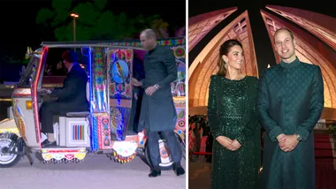 William and Kate look full glam as they come out of a Rickshaw