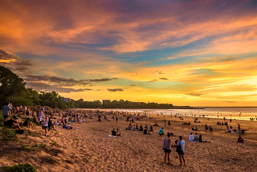 A colourful sunset over a Darwin beach