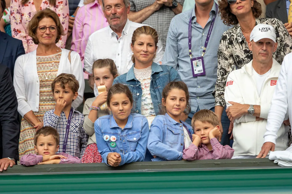 Mirka Federer with her two daughters and two sons