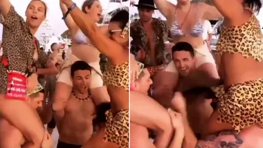 Sam Burgess parties shirtless