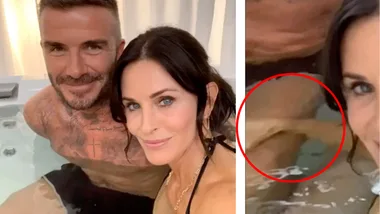 Courteney Cox cosies up to David Beckham in hot tub