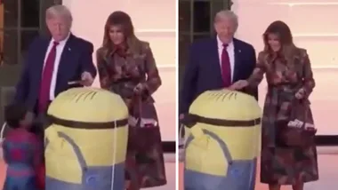 Donald and Melania Trump put candy on child’s head