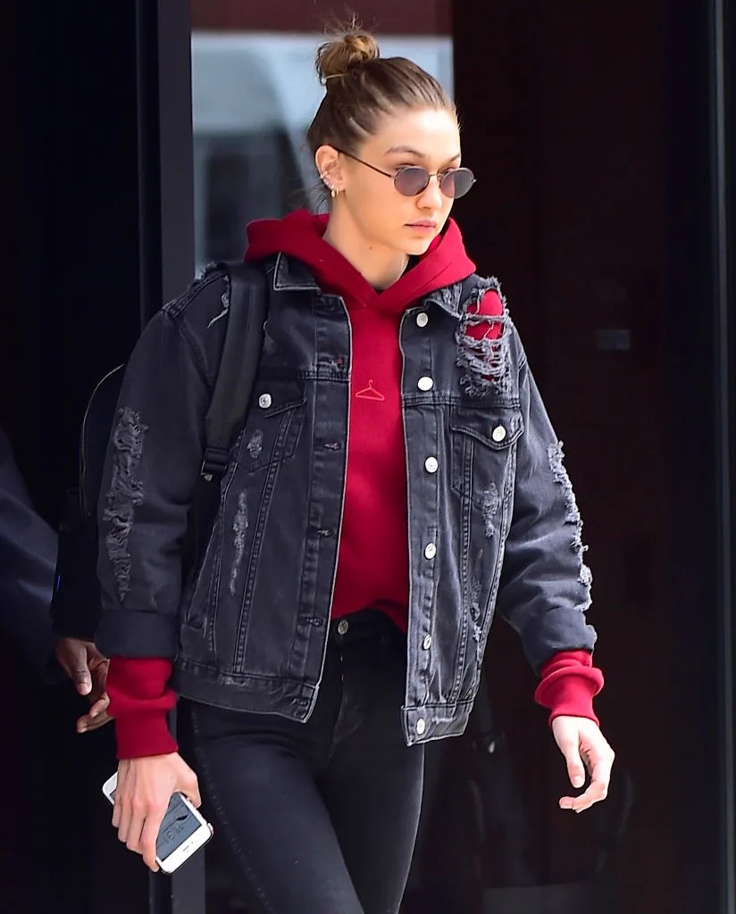 Gigi Hadid spotted wearing an oversized denim jacket in NoHo