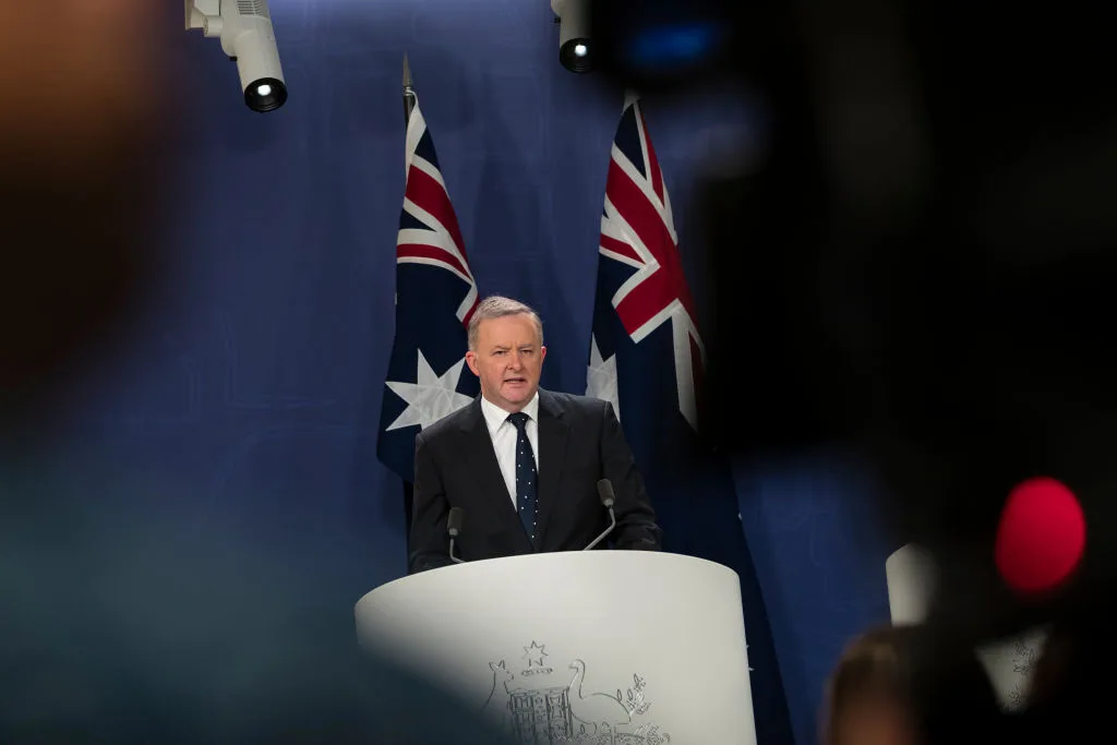 Labor leader Anthony Albanese announcing the shadow cabinet with Bill Shorten