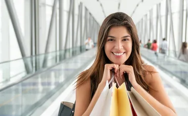 A woman shopping in an airport