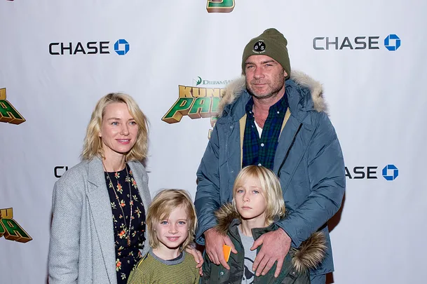 Naomi Watts, Samuel Kai Schreiber, Alexander Pete Schreiber and Liev Schreiber pictured at the NYC Screening of Kung Fu Panda 3
