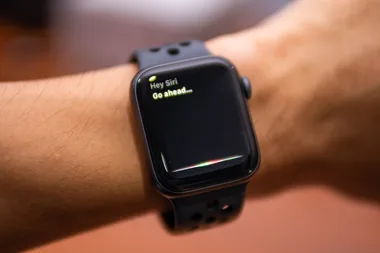 An apple watch showing Siri, Apple virtual voice assistant