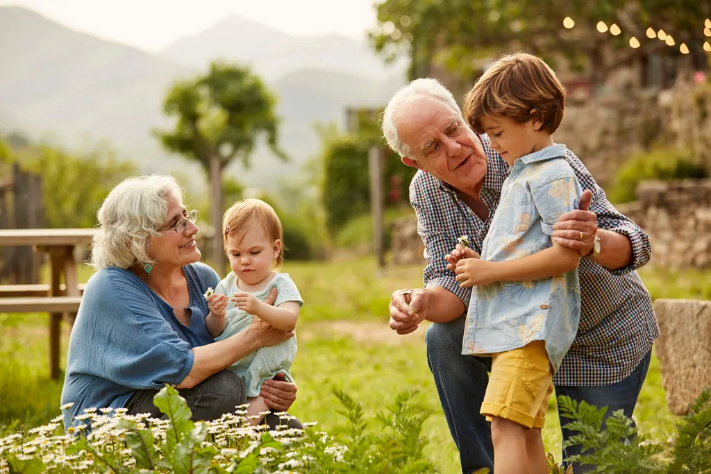 Young children with grandparents