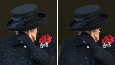 Queen Elizabeth wipes away tear during Remembrance Day service