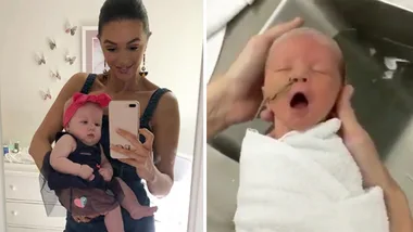 Emily Simms shares video of baby’s first bath after premature birth