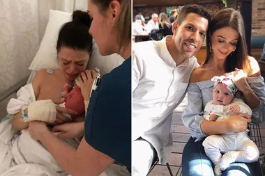 Sam Wood’s Bachelor ex Emily Simms shares rare photo of premature baby