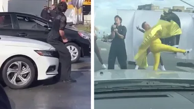 ‘Cheeky’ Harry Styles rubs butt on car as he stops traffic for TV gig