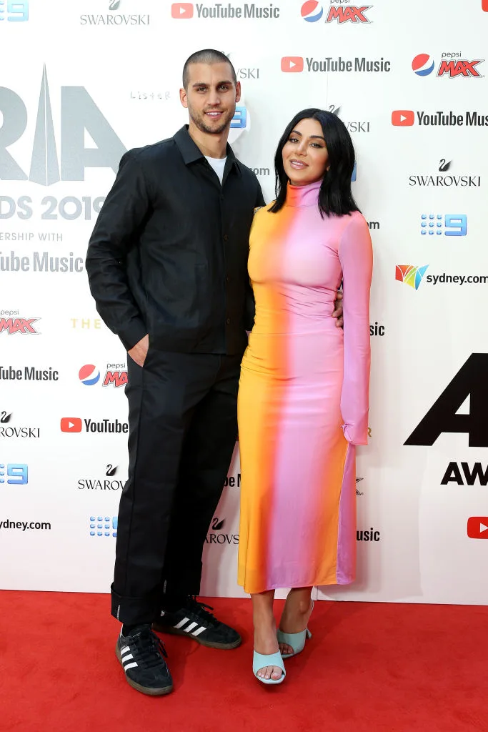 Martha Kalifatidis and Michael Brunelli at the ARIAs 2019