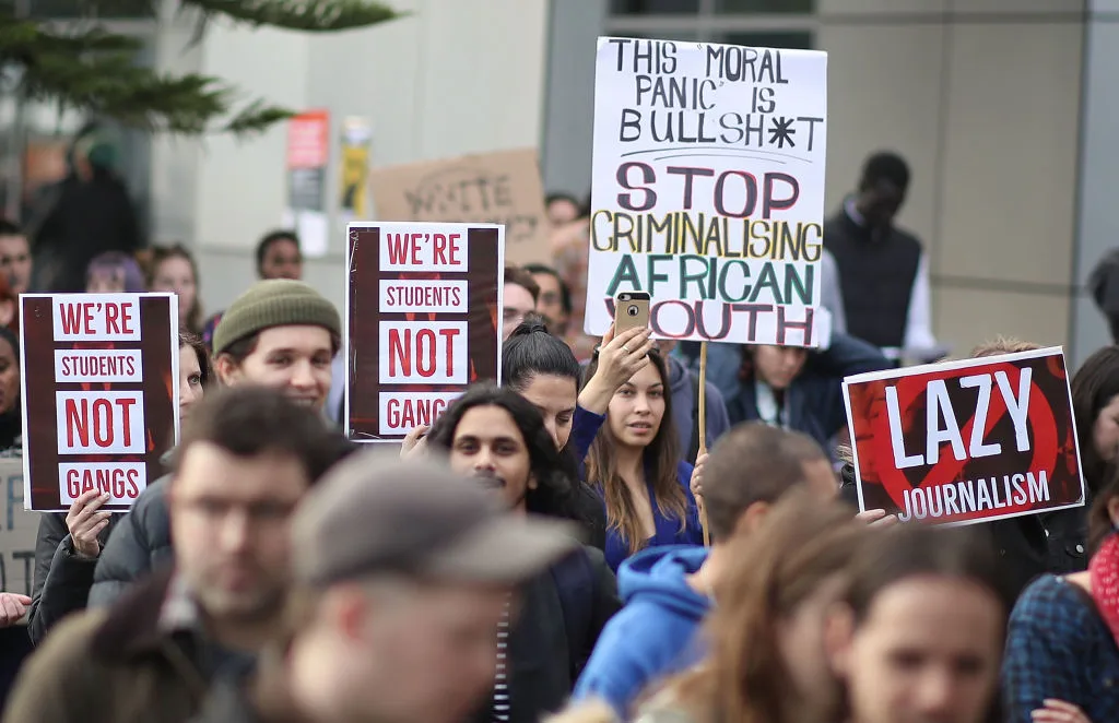 Protesters in Melbourne protesting over racist media reporting
