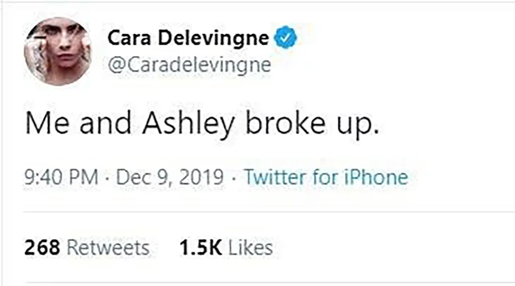 Cara Delevingne breakup tweet