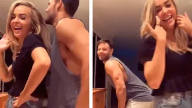 Angie Kent and Carlin drunk dance in the kitchen