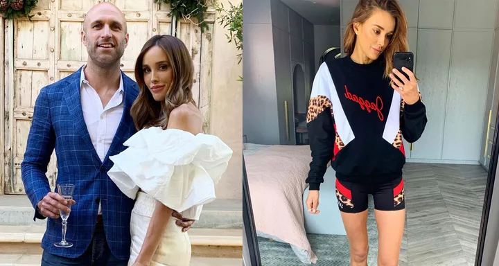 Two images: Left - A couple posing with a champagne glass, stylishly dressed. Right - Woman taking mirror selfie in casual wear.