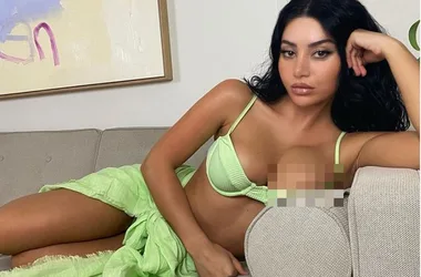 MAFS star Martha Kalifatidis shares a nip slip in tiny green bikini