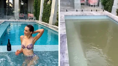 Rebecca Judd complains about dirty pool amid dust storm