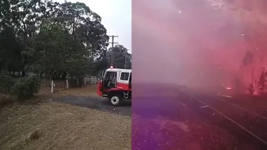 Firefighters nearly caught in Currowan fire blaze in Tomerong,
