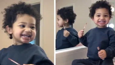 Happy Stormi smears Kylie lipstick all over face