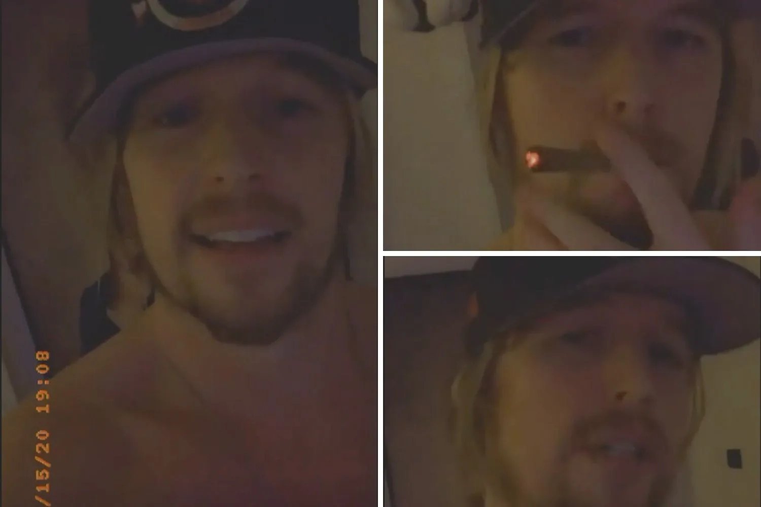 Sam Cochrane smokes a joint while delivering a bizarre rant on Instagram.