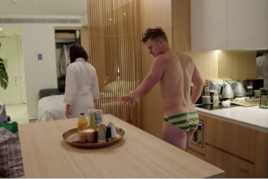 “The goal was to get closer to Natasha, which I think I’ve done,” explained Mikey as he duck-walked to the bathroom to shower off the lotion.