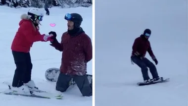 David and Harper Beckham shows off skills on a family trip to snow