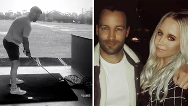 Jimmy Bartel and Lauren Mand play golf