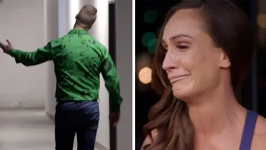 David struts weirdly out of Dinner party after cast mates turn on him