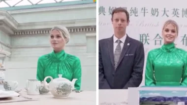 Lady Kitty Spencer appears in a campaign promoting Chinese milk