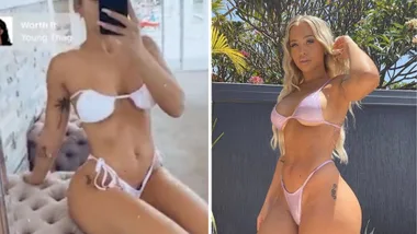Tammy Hembrow returns home and flaunts revealing white bikini