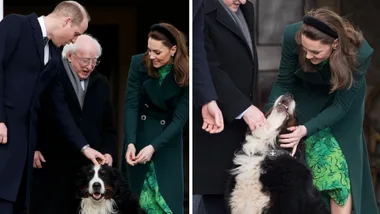 Kate Middleton and Prince William play with Irish President’s Dog