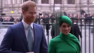 Meghan heard telling Harry to ‘smile’ as they enter commonwealth service