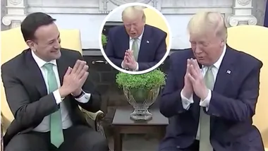 Donald Trump jokes with Irish PM about not shaking hands
