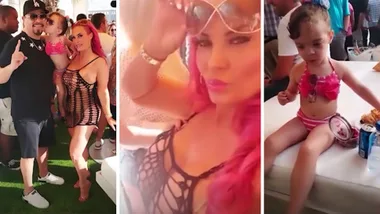 Coco Austin and daughter Chanel at pool party