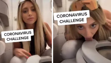 TikTok star LICKING airplane toilet seat for ‘coronavirus challenge’